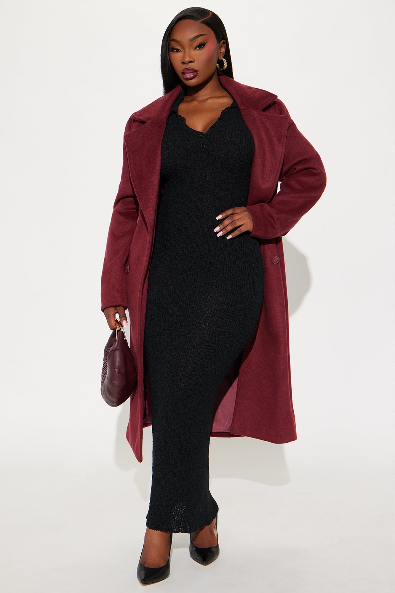 Manteau Trench en Laine Melonie - Vin