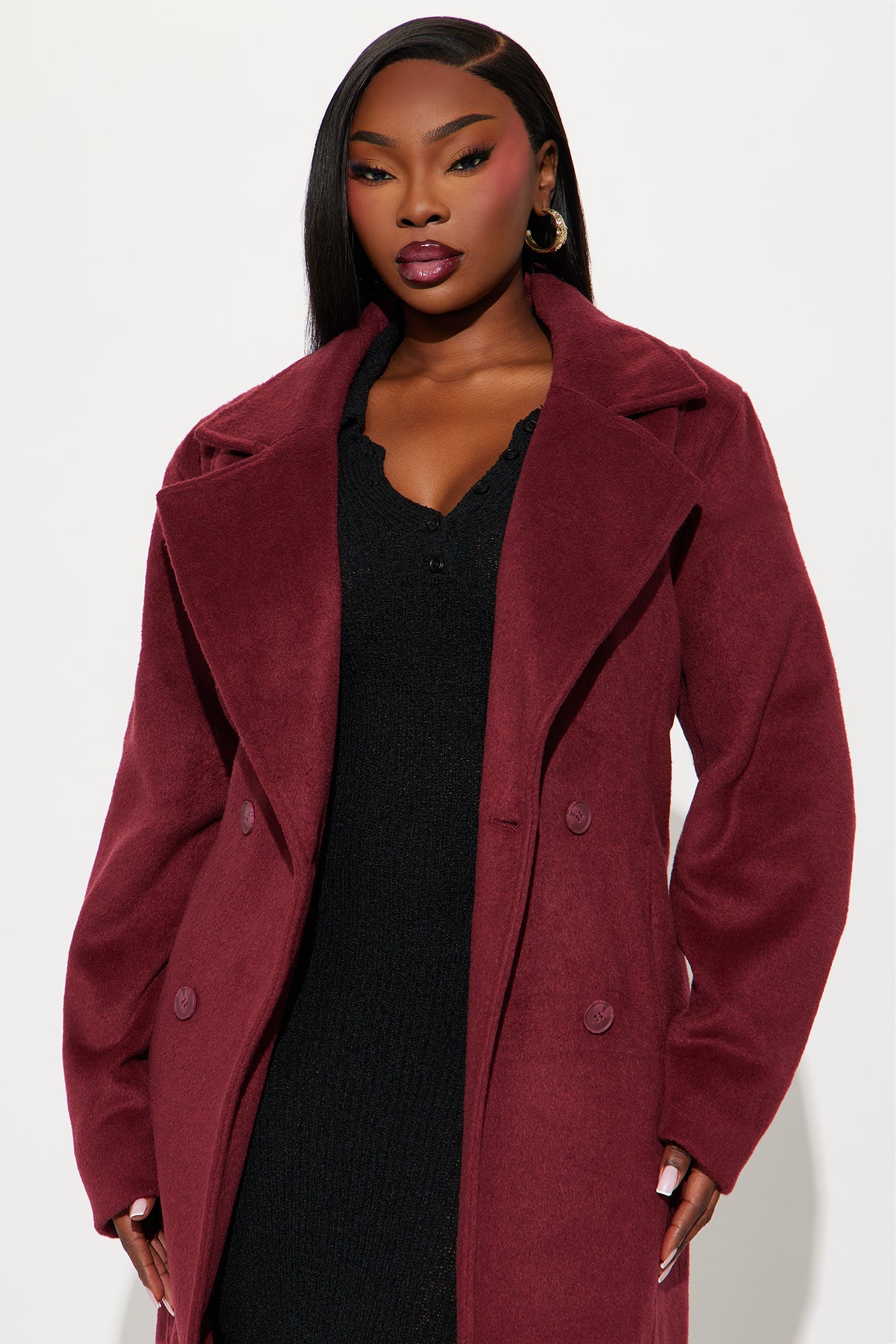 Manteau Trench en Laine Melonie - Vin