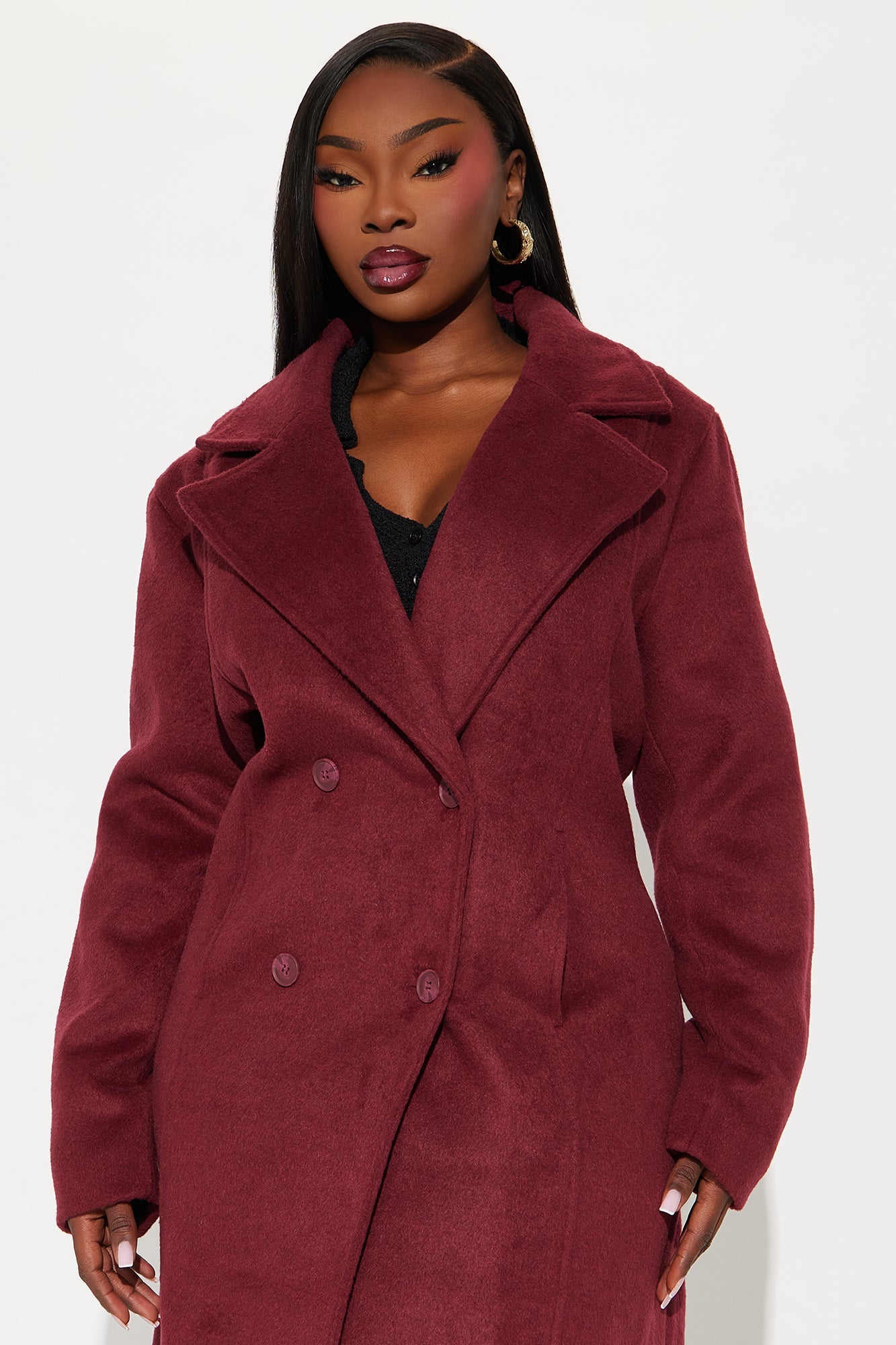 Manteau Trench en Laine Melonie - Vin