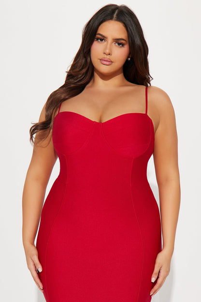 Robe Midi Bandage Becky - Rouge