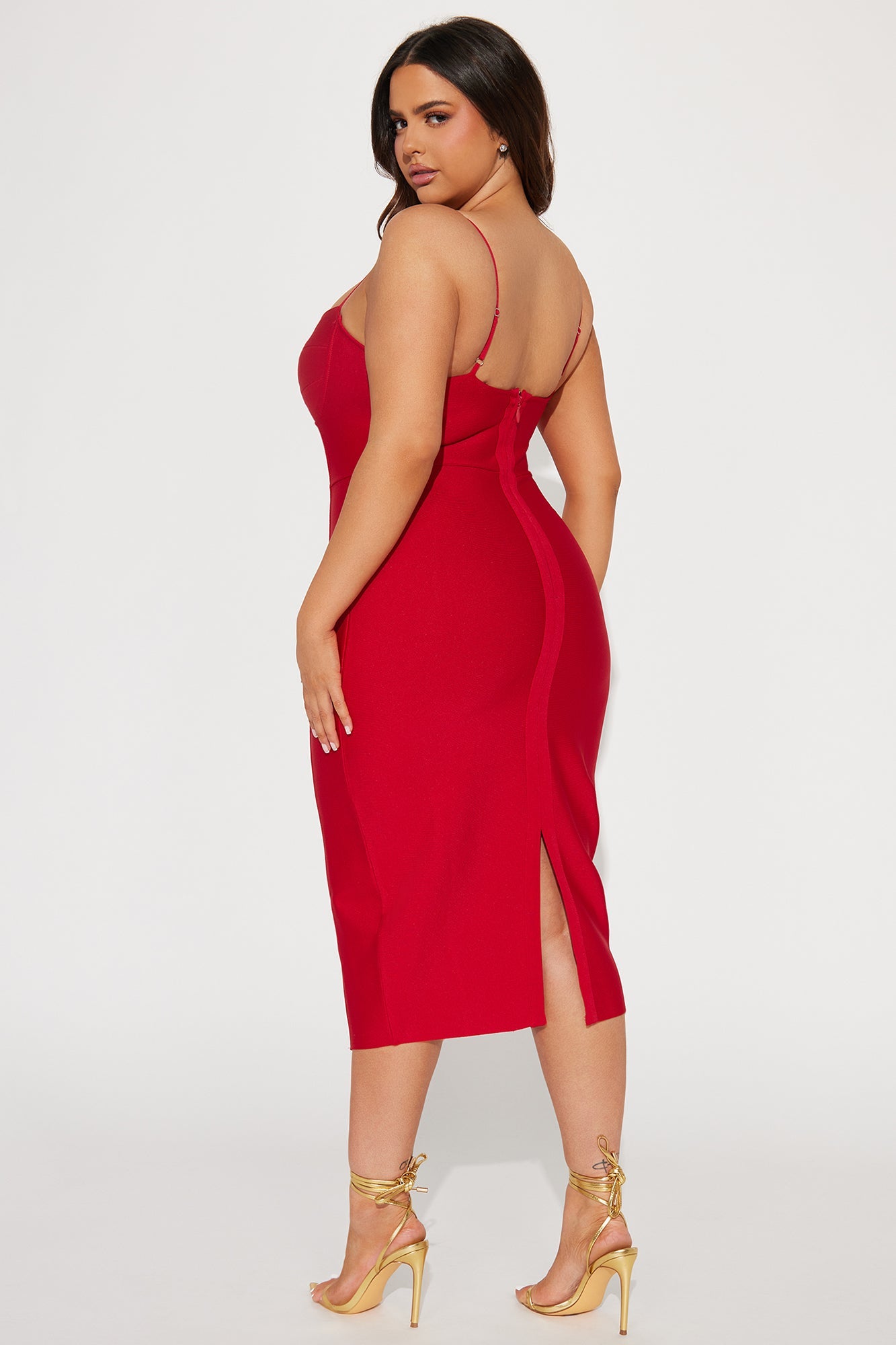 Robe Midi Bandage Becky - Rouge