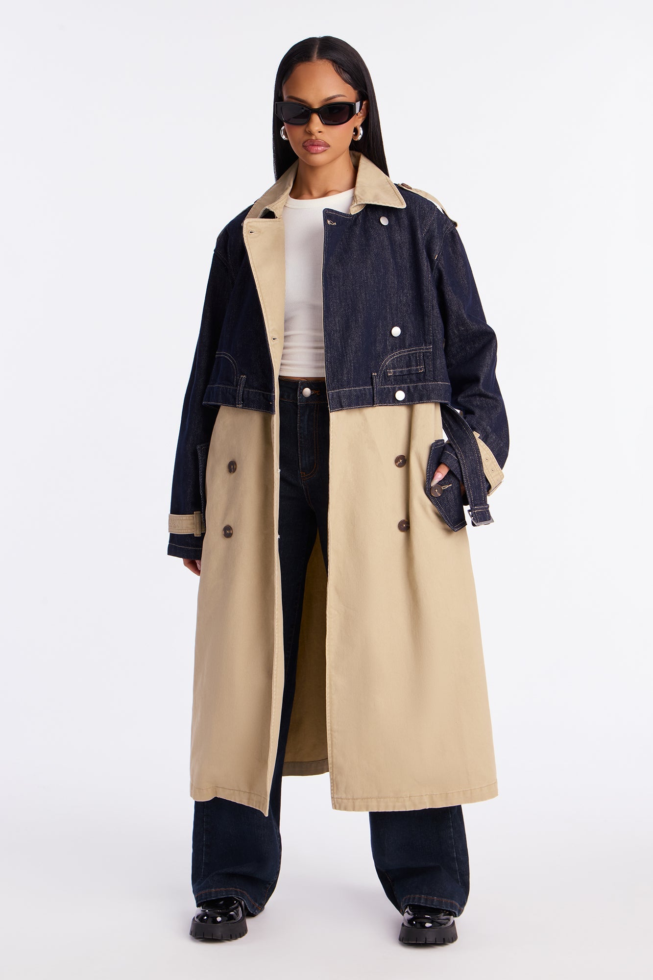 Manteau Trench en Denim - Lavage Foncé