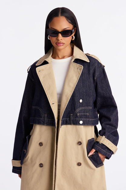 Manteau Trench en Denim - Lavage Foncé