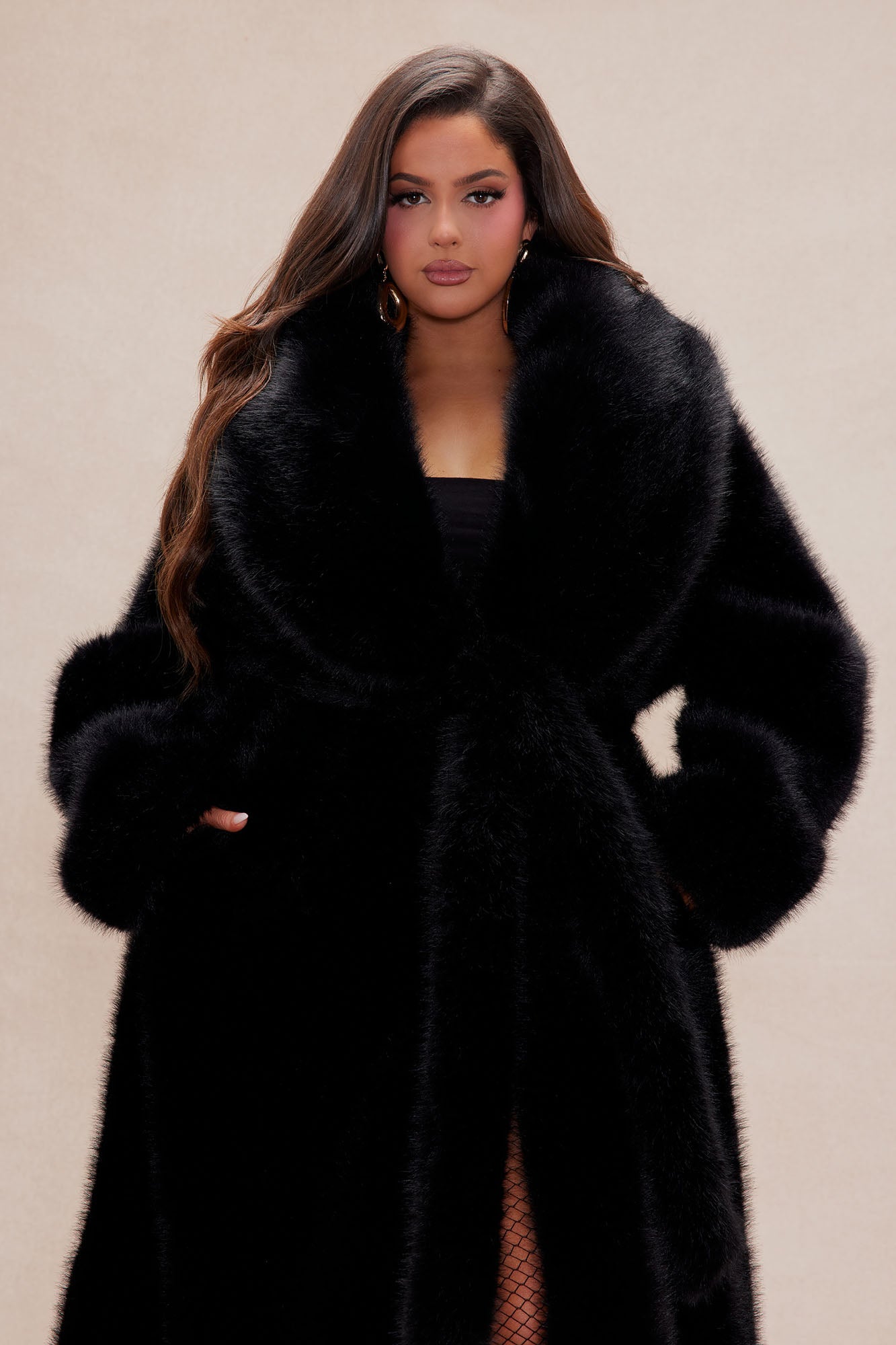 Manteau en Fausse Fourrure Madison - Noir