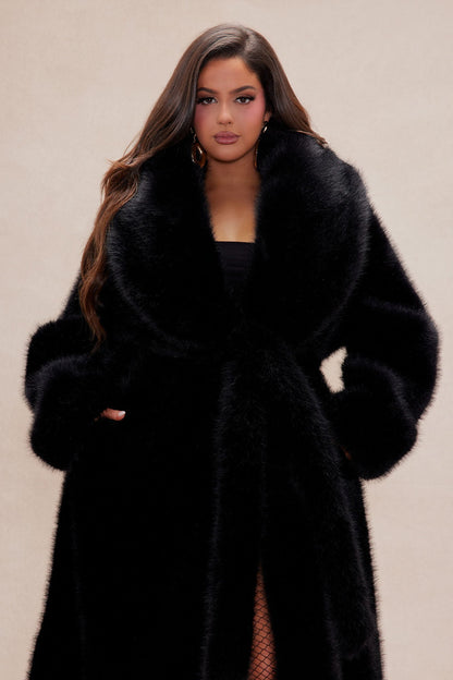 Manteau en Fausse Fourrure Madison - Noir