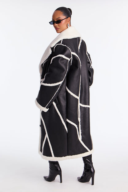 Manteau Trench Chic en Cuir Synthétique - Noir