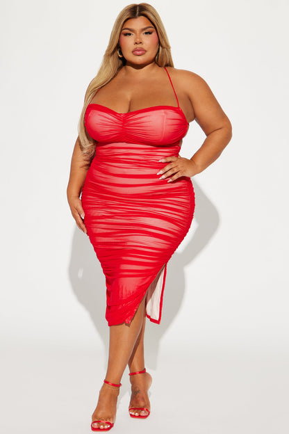 Robe Midi Mesh Life After Love - Rouge