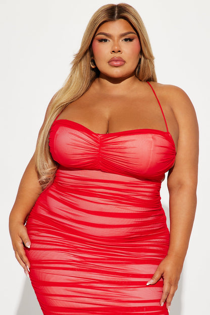 Robe Midi Mesh Life After Love - Rouge