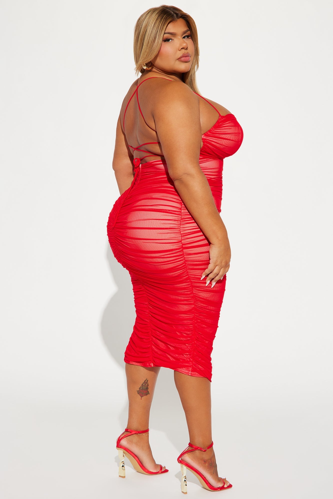 Robe Midi Mesh Life After Love - Rouge