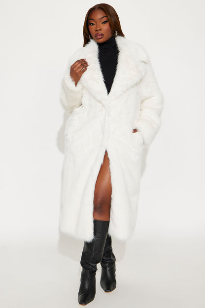 Veste en Fausse Fourrure Steal The Show - Blanc Cassé