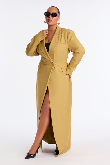 Manteau en Crêpe Croisé Wescott - Moutarde