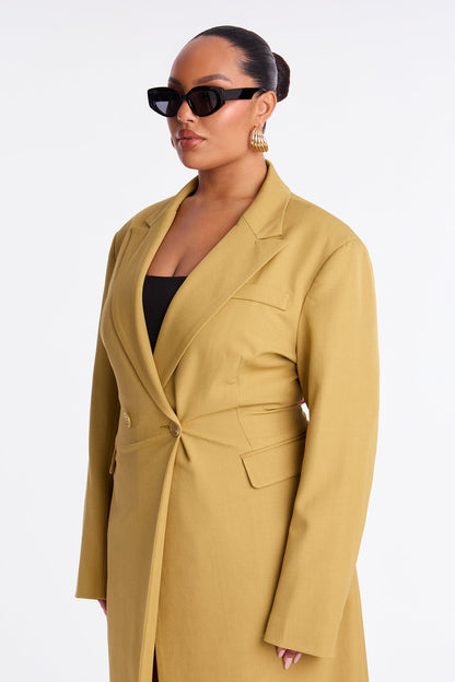 Manteau en Crêpe Croisé Wescott - Moutarde