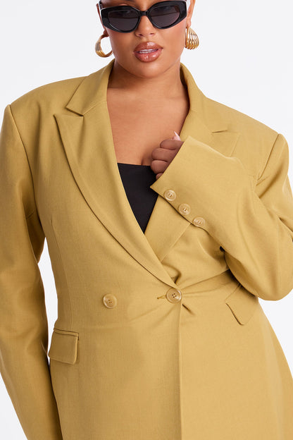 Manteau en Crêpe Croisé Wescott - Moutarde