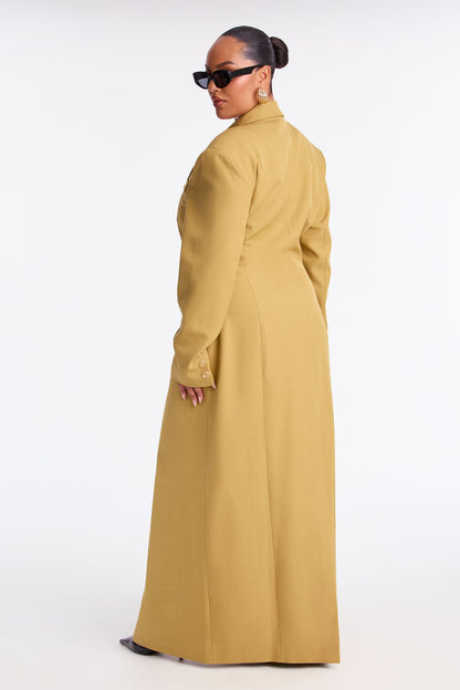 Manteau en Crêpe Croisé Wescott - Moutarde