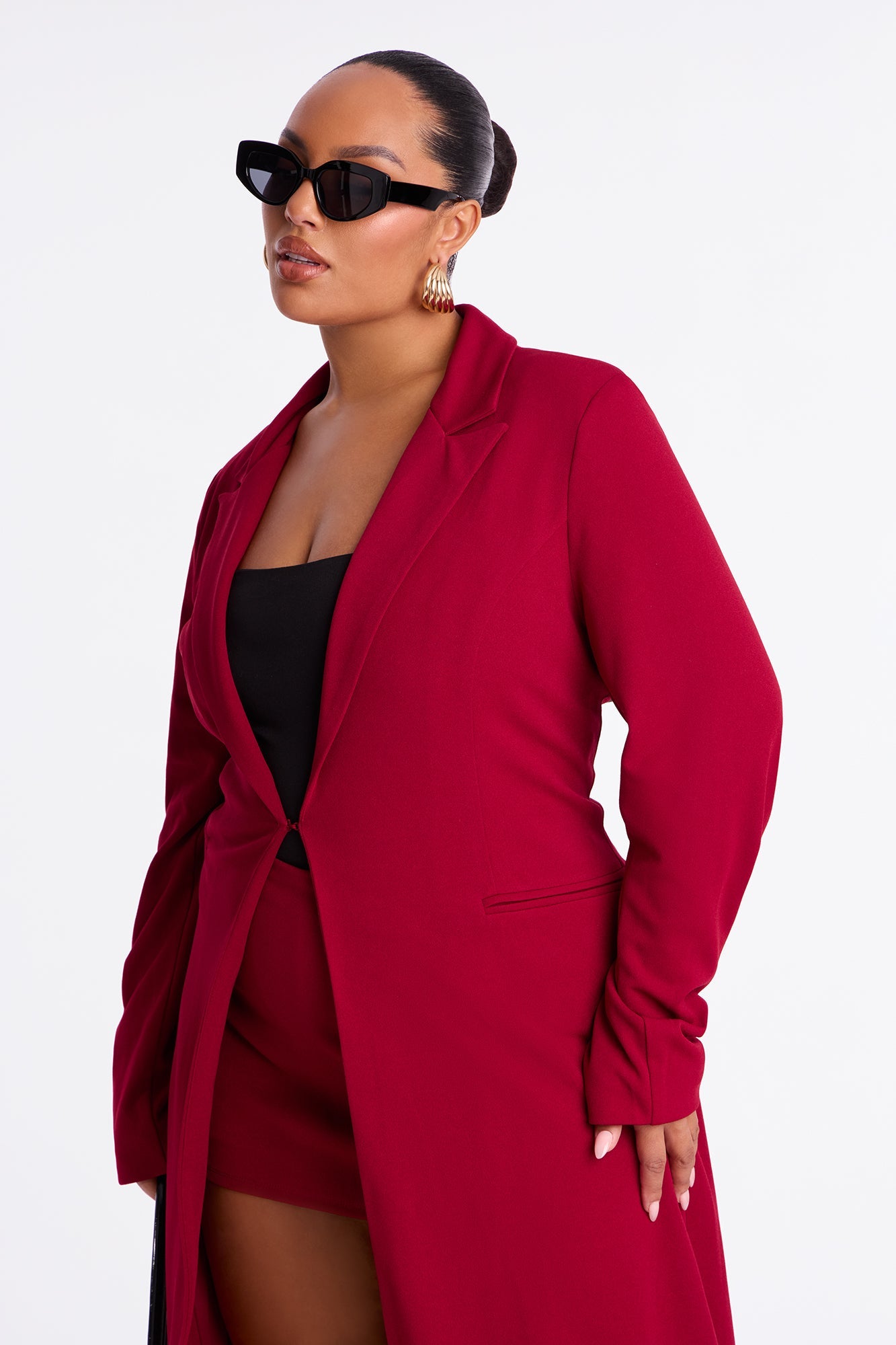 Manteau en Crêpe "Feeling Regal" - Vin