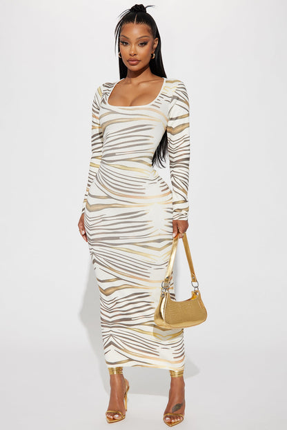 Robe Maxi Pull Zara - Crème/combo