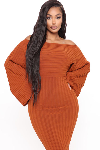 Robe Midi Pull - Cognac