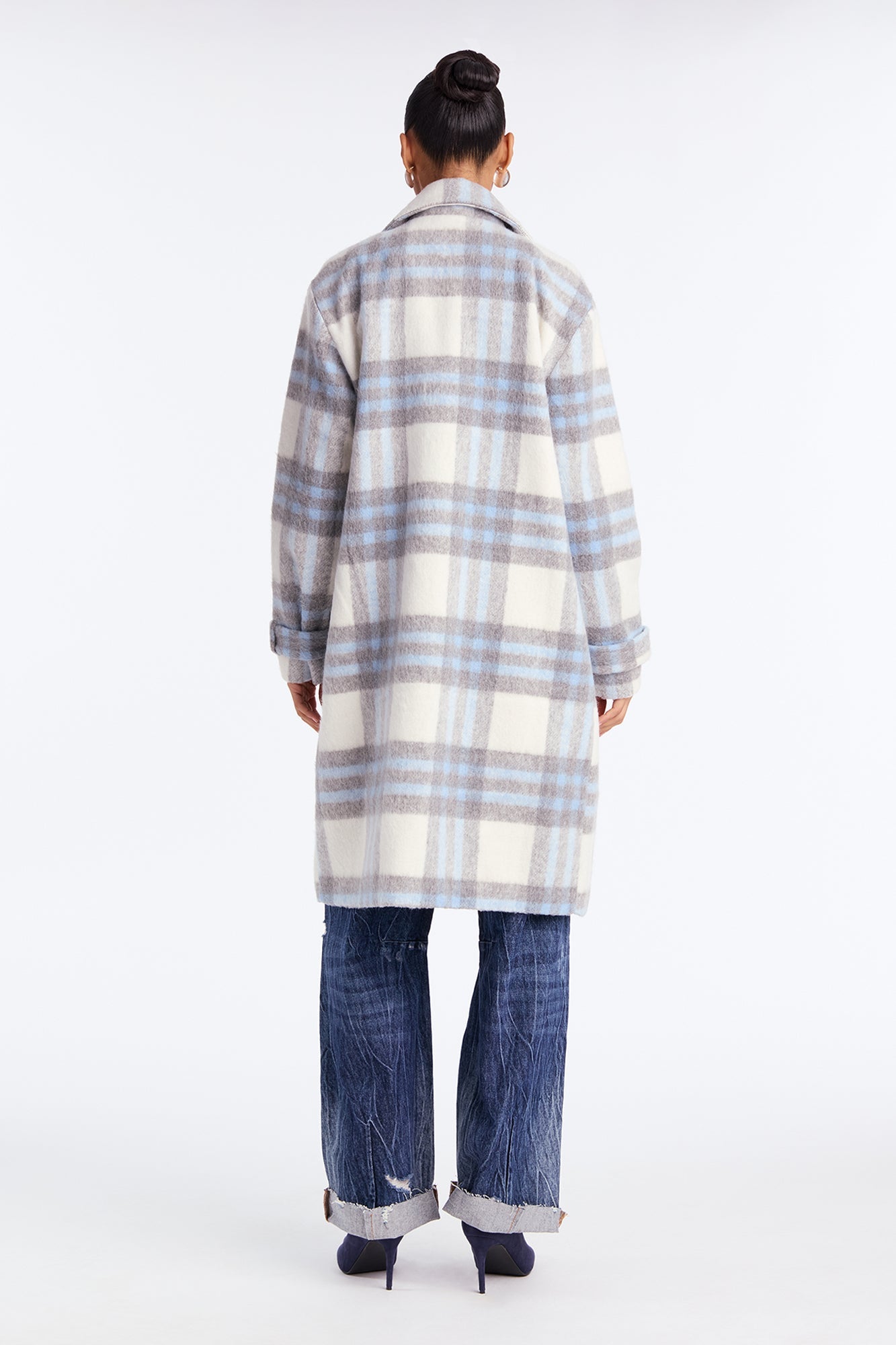 Manteau à Carreaux Chic Persuasion - Bleu/combo