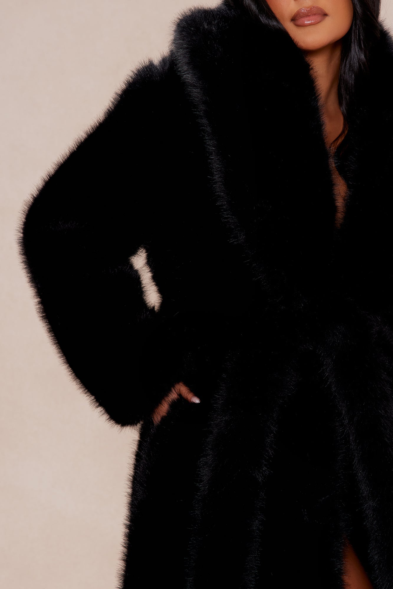 Manteau en Fausse Fourrure Madison - Noir