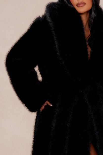 Manteau en Fausse Fourrure Madison - Noir