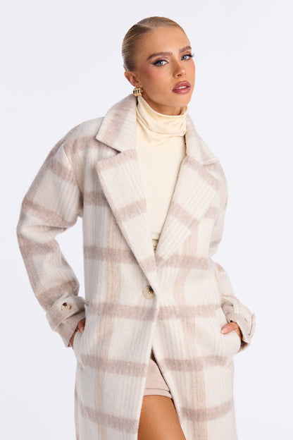 Manteau à Carreaux Chic Persuasion - Taupe/combo