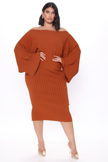 Robe Midi Pull - Cognac