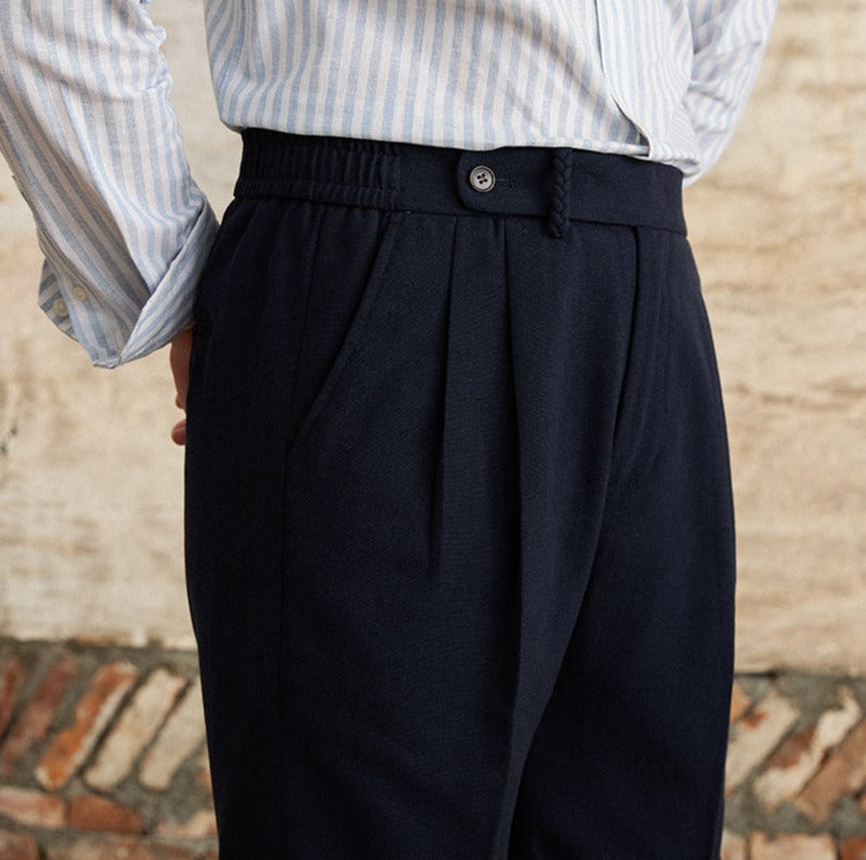 Bermudas en Mélange de Lin Prato à Pli Double