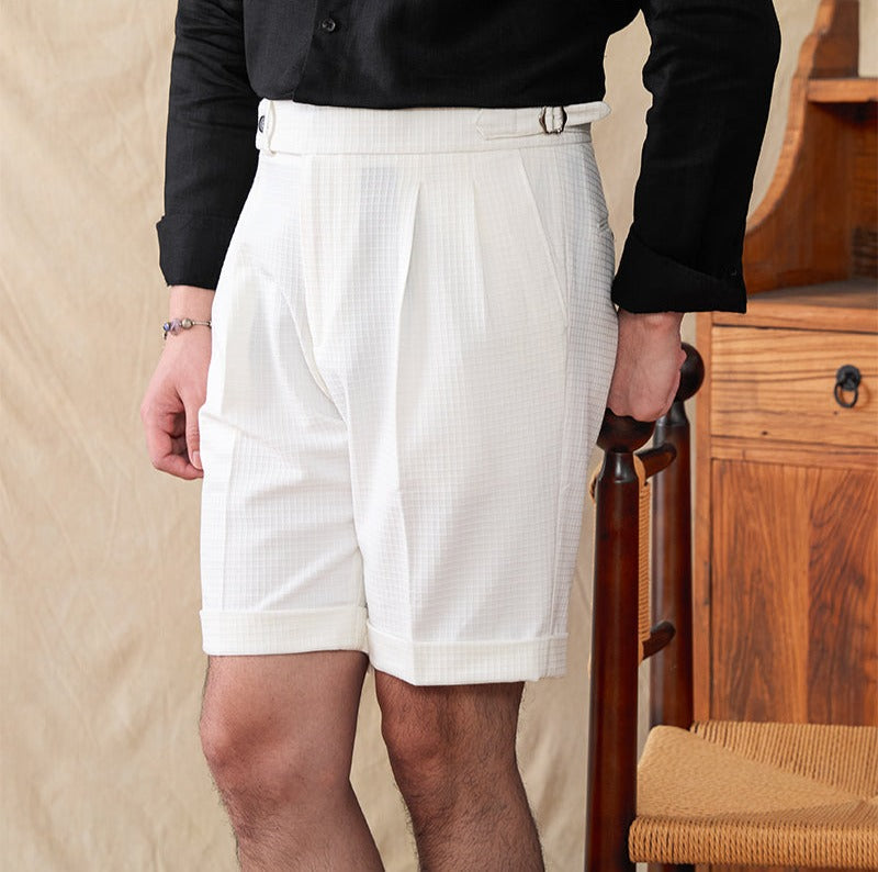 Cagliari Waffle Seersucker Pleated Bermudas