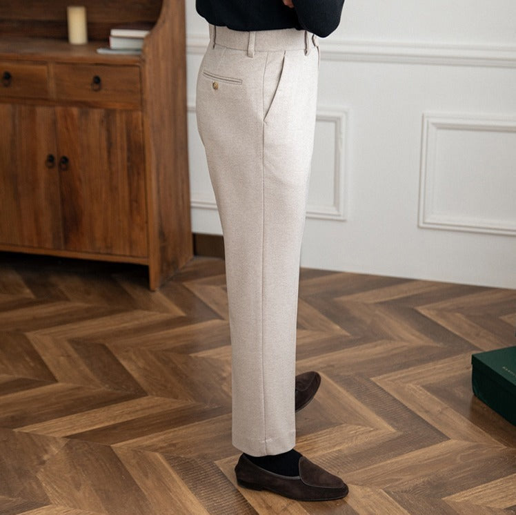 Pantalon droit en feutre de laine Bristol
