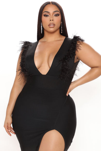 Robe Midi Bandage Dîner à Milan - Noir