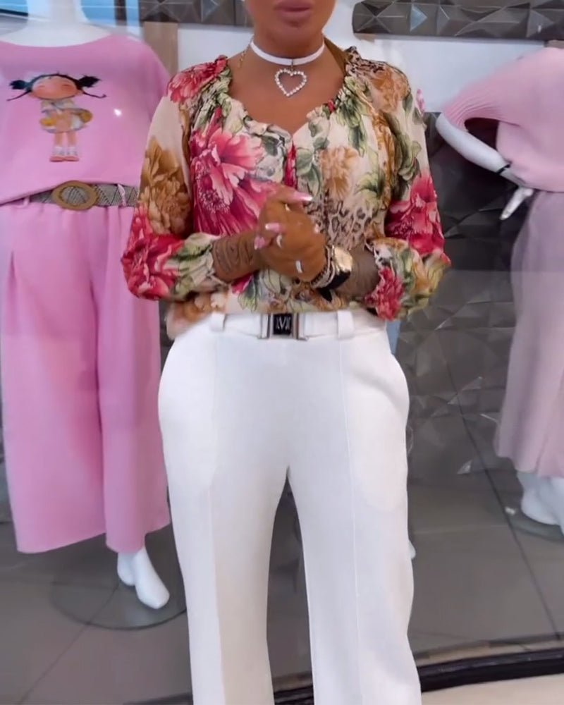 Elsie | Blouse Florale à Col V