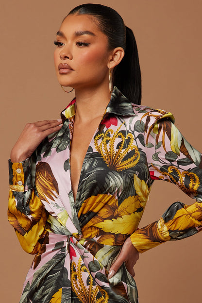 Robe Maxi Satin Floral Teresa - Multi Couleur