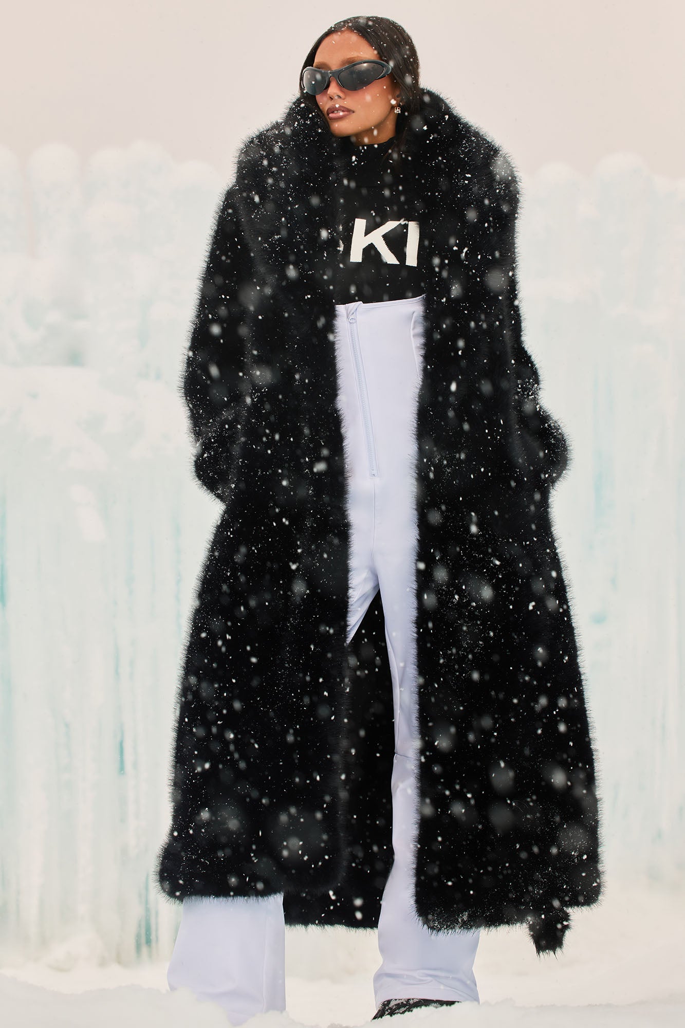 Manteau en Fausse Fourrure Madison - Noir