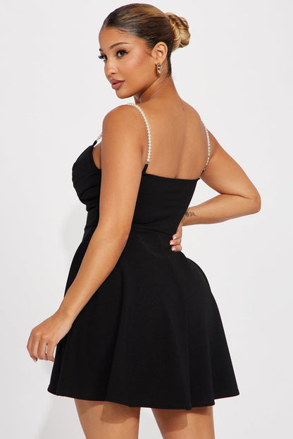 Robe Mini en Tricot Crêpe - Noir