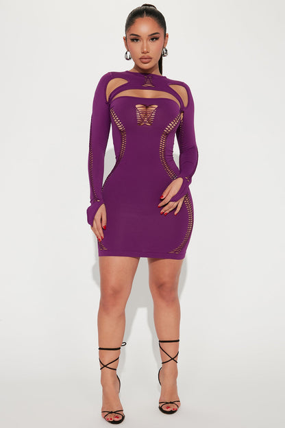 Robe Mini Sans Couture - Violet