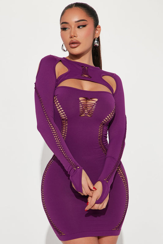 Robe Mini Sans Couture - Violet