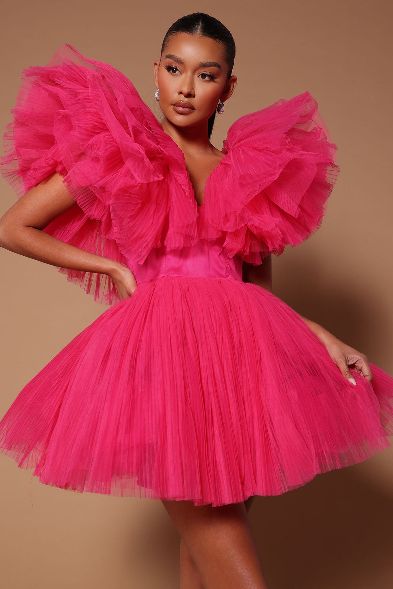 Robe Mini en Tulle Delaney - Rose