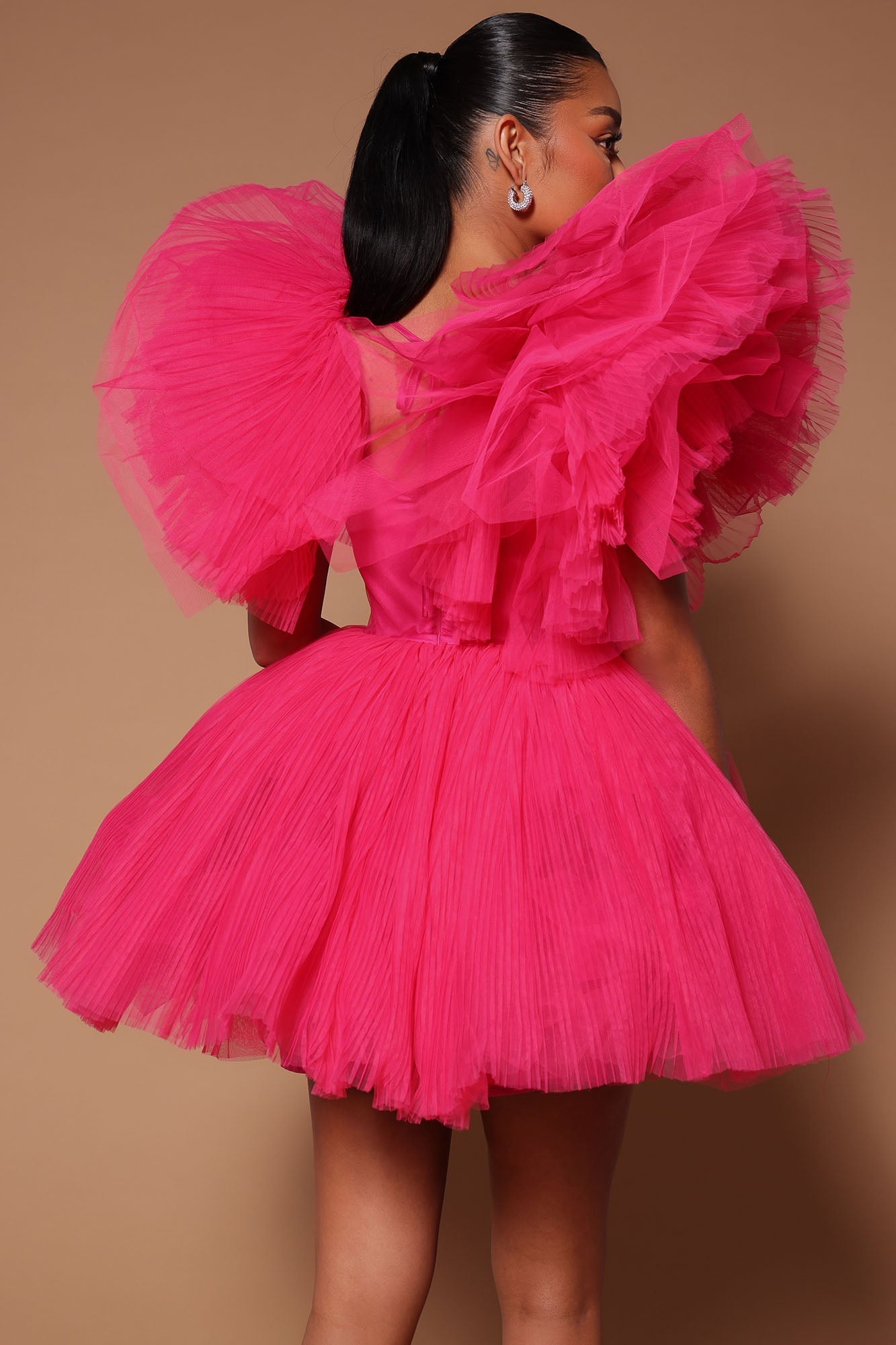 Robe Mini en Tulle Delaney - Rose