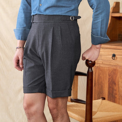Cagliari Waffle Seersucker Pleated Bermudas