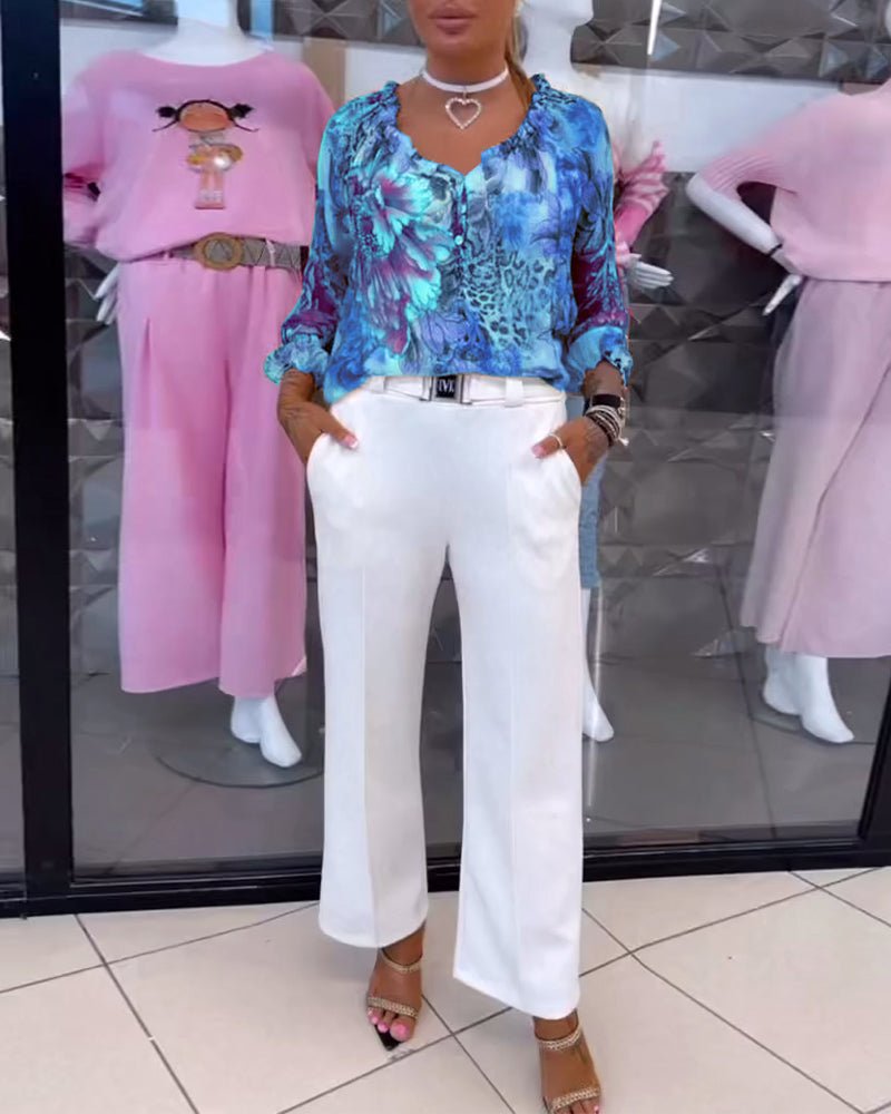 Elsie | Blouse Florale à Col V