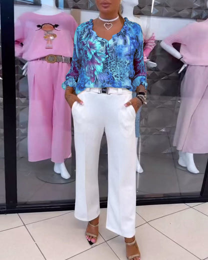 Elsie | Blouse Florale à Col V