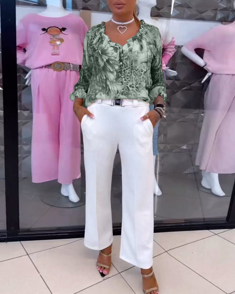 Elsie | Blouse Florale à Col V