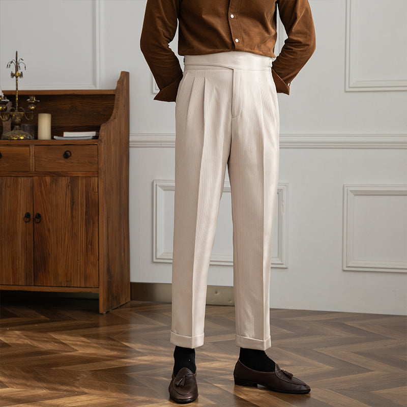 Pantalon Plissé Droit Côtelé Moneglia