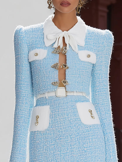 Andrea - Ensemble Creux Tweed Bleu et Blanc