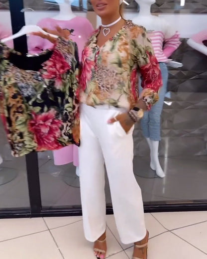 Elsie | Blouse Florale à Col V