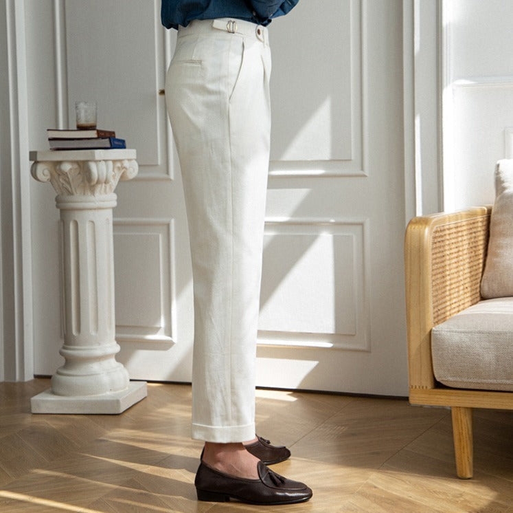 Pantalon droit en toile de coton Antibes