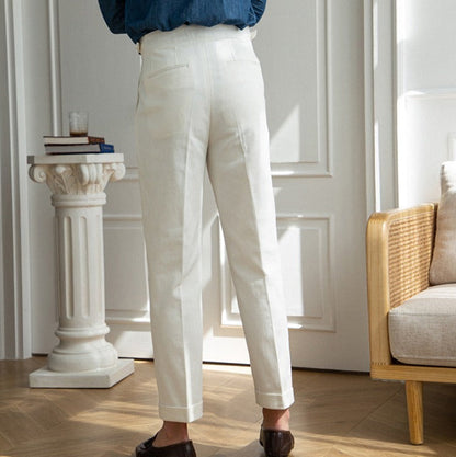 Pantalon droit en toile de coton Antibes