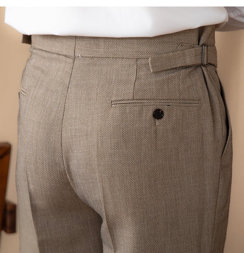 Pantalon à Plis Doubles Texturé Birdseye Sorrento