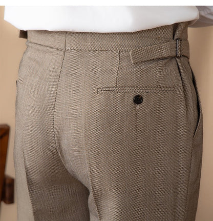 Pantalon à Plis Doubles Texturé Birdseye Sorrento