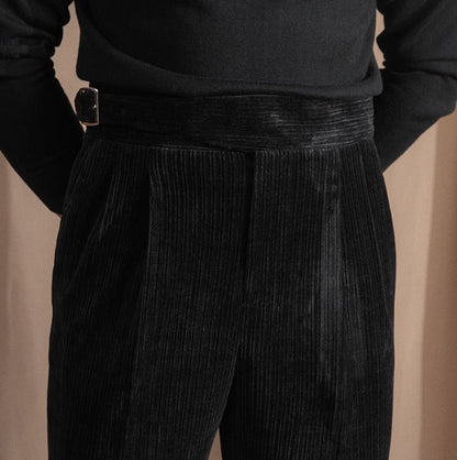 Pantalon Gurkha à plis doubles en chenille côtelée Catania